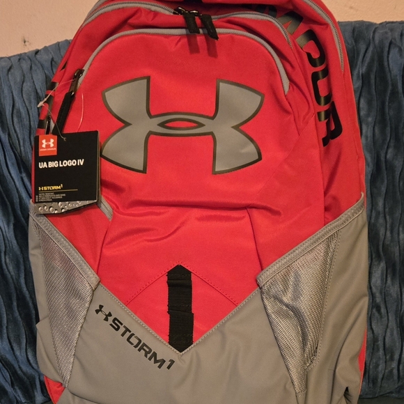 Under Armour Bold Red and Gray Backpack - Picture 2 of 4